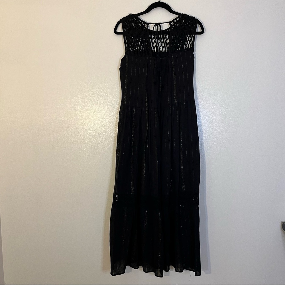 Maeve | Abilene tiered ruffle maxi dress Crochet top gold stripe Women’s size XS - Picture 7 of 12
